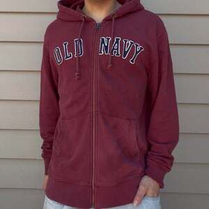 Old Navy Vintage Y2K Logo Zip-Up Hoodie Burgundy